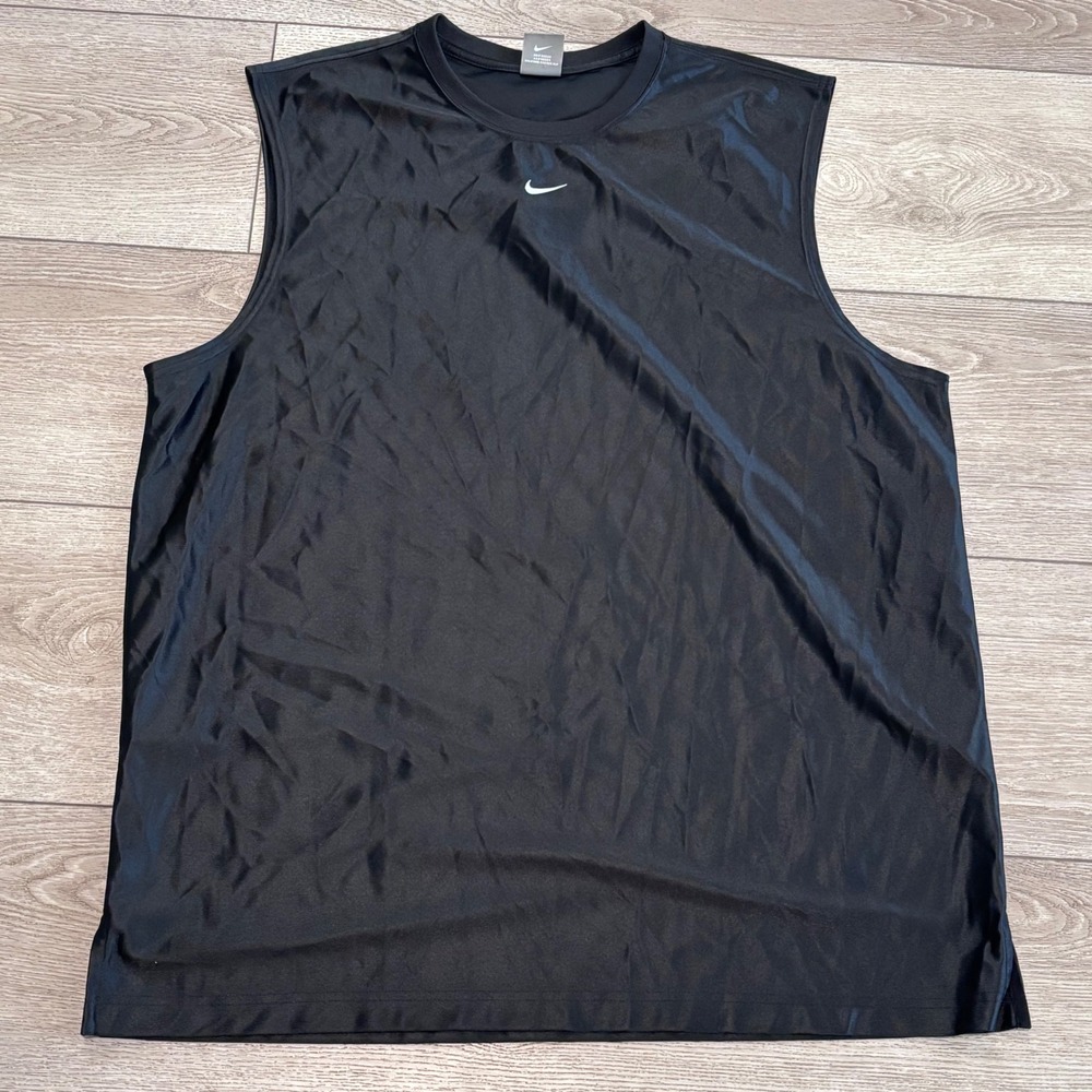 Vintage Nike Tank Top Training Shirt Mens XL Black Swoosh Logo Athletic Gym Y2K